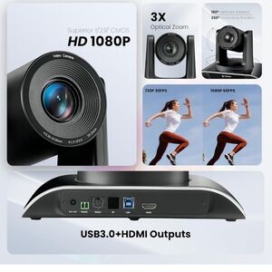 TONGVEO  PTZ Conference Room Video Camera System HD 1080P 60fps 3X Optical Zoom